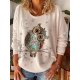 Cute Animal Print Long Sleeve Top