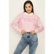 Pop Pink La Vie Est Belle Contrast Collar Sweat